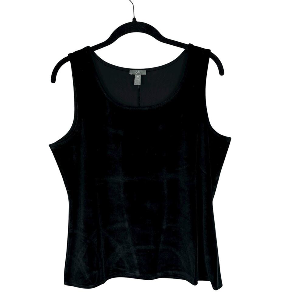 J Jill Tank Top Women Medium Petite Black Velvet Shell Classic Capsule Layer NWT